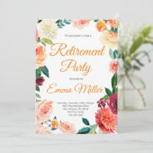 Invitation Élégant parti de retraite florale (Debout devant)