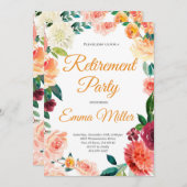 Invitation Élégant parti de retraite florale (Devant / Derrière)