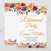Invitation Élégant parti de retraite florale (Devant / Derrière)