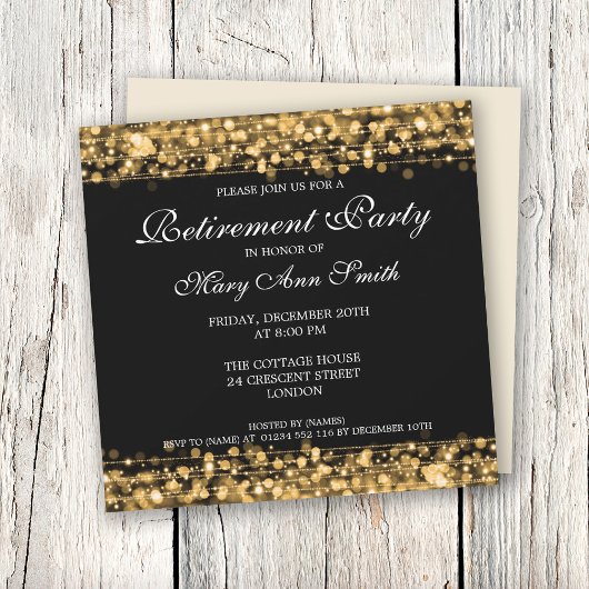 Invitation Élégant Parti de retraite Gold Sparkles