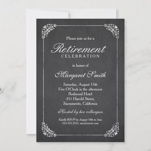 Invitation Élégant parti de retraite Vintage (Devant)