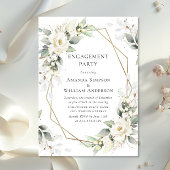 Invitation Élégant PARTI D'ENGAGEMENT Eucalyptus Roses Blanch