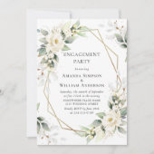 Invitation Élégant PARTI D'ENGAGEMENT Eucalyptus Roses Blanch (Devant)