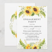 Invitation Élégant PARTI D'ENGAGEMENT Eucalyptus tournesol (Devant / Derrière)