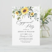 Invitation Élégant PARTI D'ENGAGEMENT Eucalyptus tournesol (Debout devant)