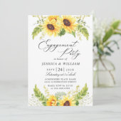 Invitation Élégant PARTI D'ENGAGEMENT Eucalyptus tournesol (Debout devant)