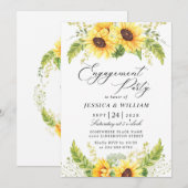 Invitation Élégant PARTI D'ENGAGEMENT Eucalyptus tournesol (Devant / Derrière)