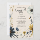 Invitation Élégant Parti d'engagement Fleur sauvage Beige (Devant)