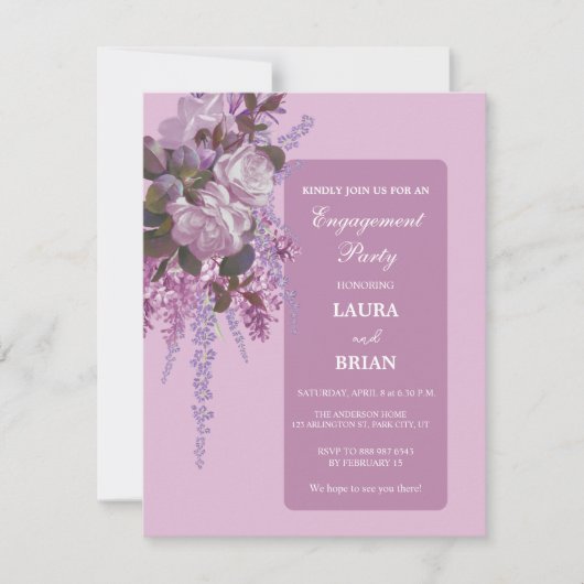 Invitation Élégant parti d'engagement floral (Devant)