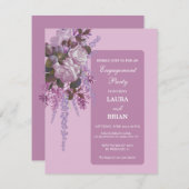 Invitation Élégant parti d'engagement floral (Devant / Derrière)