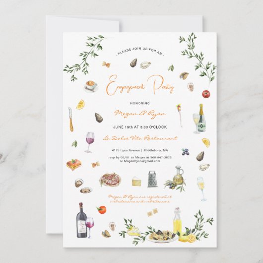 Invitation Élégant parti d'engagement italien (Devant)