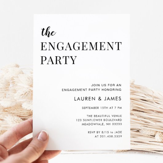 Invitation Élégant parti d'engagement moderne