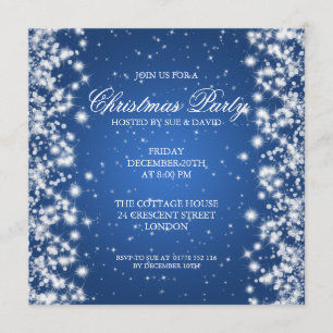 Invitation Élégant Parti Étincelle Bleu