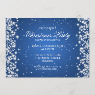 Invitation Élégant Parti Étincelle Bleu