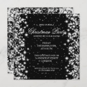 Invitation Élégant Parti Étincelle Noir (Devant / Derrière)