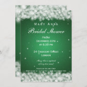 Invitation Élégant parti Fête de l'mariée Sparkle Emerald Gre (Devant / Derrière)