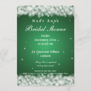 Invitation Élégant parti Fête de l'mariée Sparkle Emerald Gre