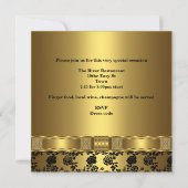Invitation Élégant Parti Gold Black Floral (Dos)