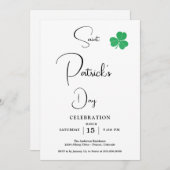 Invitation Élégant parti Jour de la Saint Patrick (Devant / Derrière)