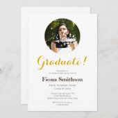 Invitation Elégant Parti Moderne de Graduation Photo (Devant / Derrière)