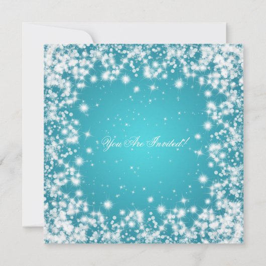 Invitation Élégant Parti Sparkle Turquoise (Dos)