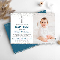Elégant Parties scintillant Argent Croix Boy Bapti