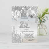 Invitation Élégant Parties scintillant argent Lecteurs Ballon (Debout devant)