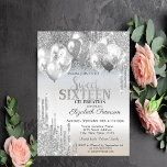 Invitation Élégant Parties scintillant argent Lecteurs Ballon<br><div class="desc">Un Sweet 16 moderne,  chic et glamour avec des gouttes de parties scintillant et des ballons sur un arrière - plan d'argent.</div>