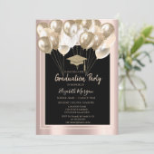 Invitation Elégant Parties scintillant Casquette, Ballons Ros (Debout devant)