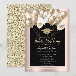 Invitation Elégant Parties scintillant Casquette, Ballons Ros