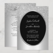 Invitation Élégant Parties scintillant d'argent tout en un Ma (Devant / Derrière)