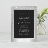 Invitation Élégant Parties scintillant d'argent tout en un Ma (Debout devant)