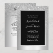 Invitation Élégant Parties scintillant d'argent tout en un Ma (Devant / Derrière)