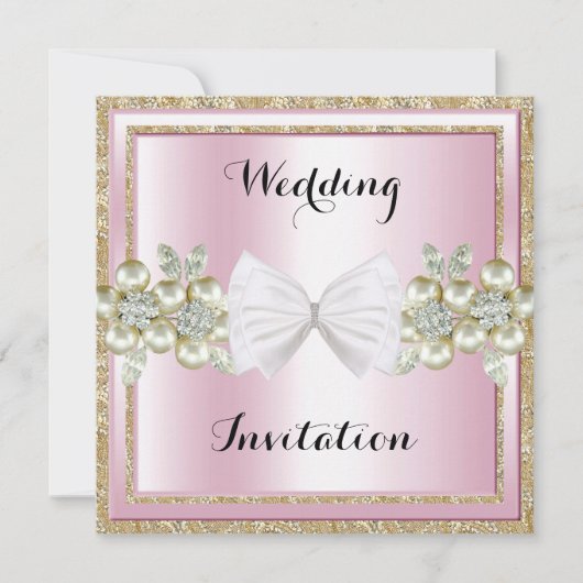 Invitation Élégant Parties scintillant de Mariage de Bow Sequ (Devant)