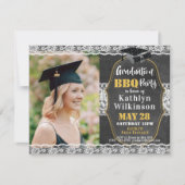 Invitation Elégant Parties scintillant en argent dentelle fêt (Devant)