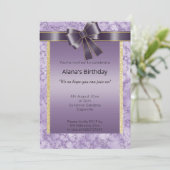 INVITATION ÉLÉGANT PARTIES SCINTILLANT EN MARBRE GOLD PURPLE  (Debout devant)