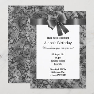 INVITATION ÉLÉGANT PARTIES SCINTILLANT EN MARBRE NOIR BLANC E