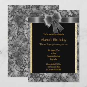 INVITATION ÉLÉGANT PARTIES SCINTILLANT EN MARBRE OR NOIR SOUS