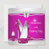 Invitation Élégant Parties scintillant Glamor rose Haut talon (Devant)