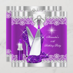 Invitation Élégant Parties scintillant Glamour violet Hi Heel