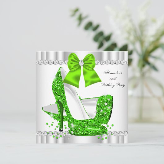 Invitation Élégant Parties scintillant Lime Glamor Haut talon (Debout devant)