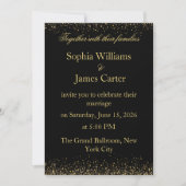 Invitation Élégant Parties scintillant Noir & Or Mariage Conf (Devant)
