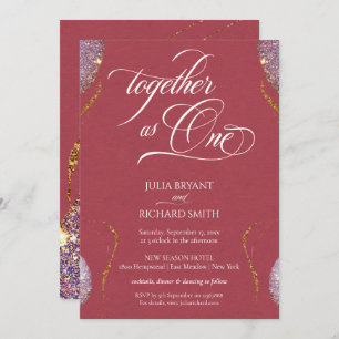 Invitation Elégant Parties scintillant or Amethyst Modern Red