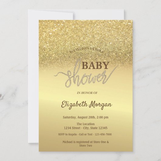 Invitation Elegant Parties scintillant or Baby shower Bokeh (Devant)