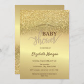 Invitation Elegant Parties scintillant or Baby shower Bokeh (Devant / Derrière)