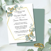 Invitation Elégant Parties scintillant or Eucalyptus Mariage
