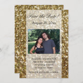 Invitation Elégant Parties scintillant or Mariage imprimé (Devant / Derrière)