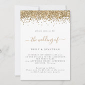 Invitation Elegant Parties scintillant or QR Code Mariage (Devant)