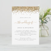 Invitation Elegant Parties scintillant or QR Code Mariage (Debout devant)