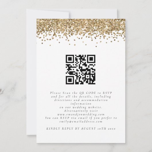 Invitation Elegant Parties scintillant or QR Code Mariage (Dos)